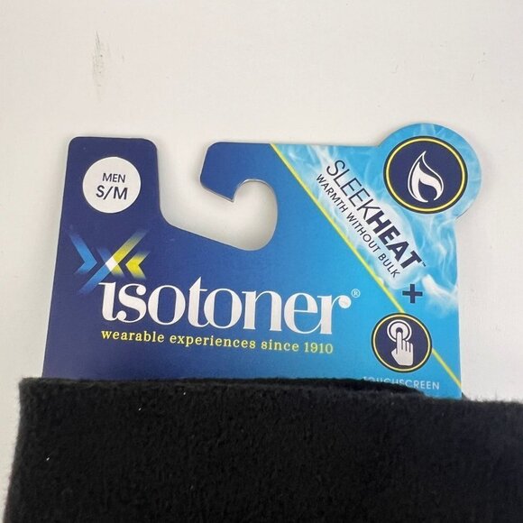 Isotoner Men's Sleekheat SmartDri Gloves Black Heather Size S/M Touchscreen Tech - Picture 4 of 6